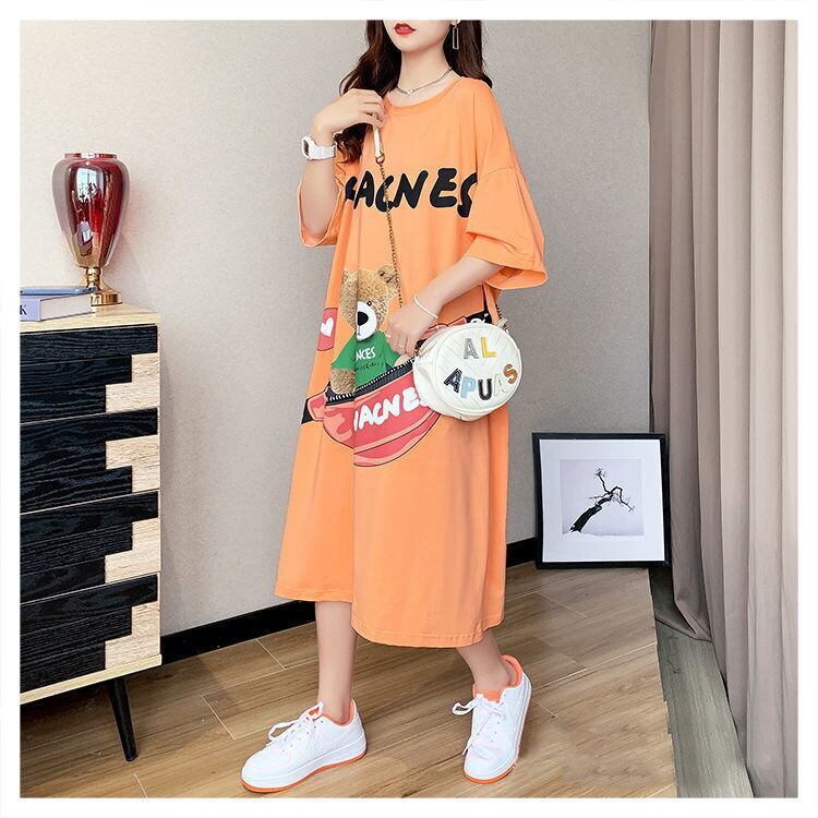 スタイリッシュ プリント カジュアル Tシャツ カットソー ワンピース＜F-8285＞
