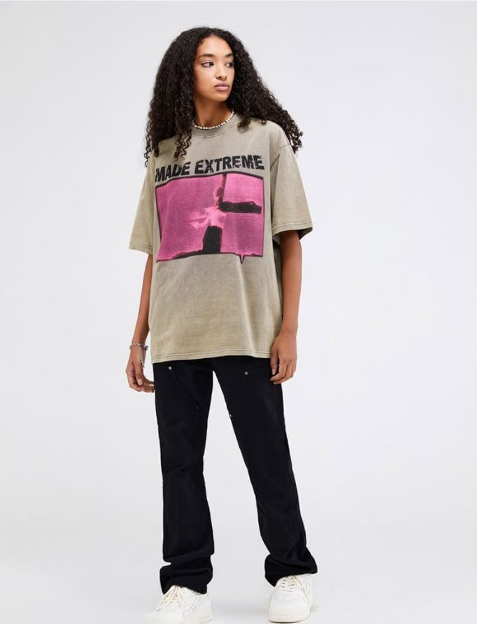 アメリカのストリートタイドブランド   レトロロックプリント半袖Tシャツ<F-2892>