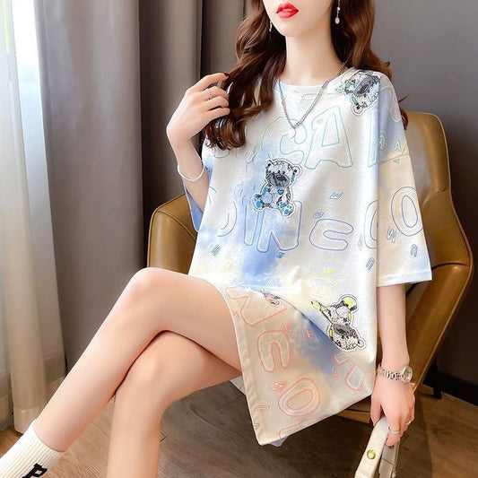 大好評   クマ柄 Tシャツ ゆったり半袖 ＜F-3990＞