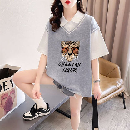 話題沸騰中 レイヤード風 オシャレ度満点 6色選択可 Tシャツ カットソー＜F-8362＞