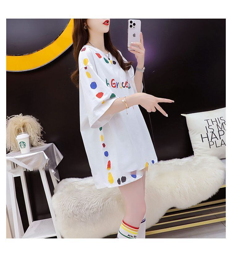 売り切れ必至 プリント ファッション 切り替え 全2色 半袖Tシャツ＜F-8623＞