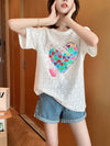 新商品 透かし彫り キュート ゆったり 半袖Tシャツ＜F-8422＞