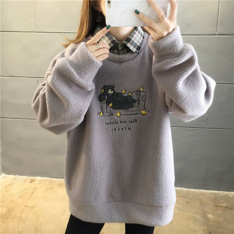 タイドファッション快適である カジュアル レイヤード風 3色選択 シェルパフリース ジップアップパーカーF-9980