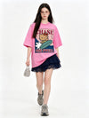 体型カバー カジュアル プリント Tシャツ F-13449