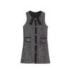 ツイード リボン付き きれいめ ワンピース F-50144