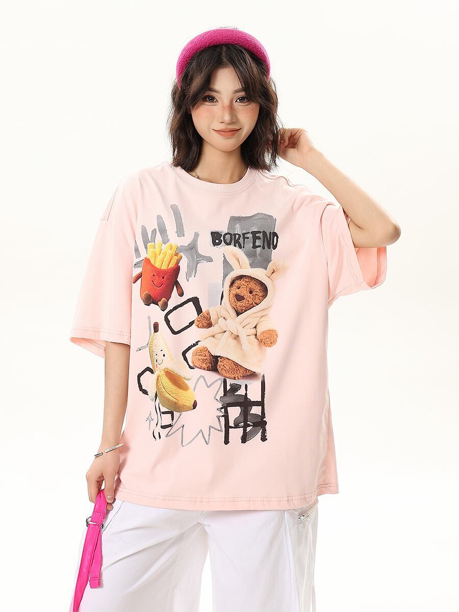 売れ筋 早い者勝ち 絶対流行 カジュアル 2色選択 Tシャツ<F-11178>