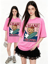 体型カバー カジュアル プリント Tシャツ F-13449