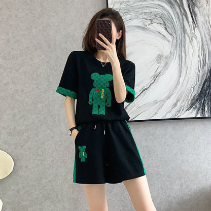 大好評 カジュアル 話題沸騰中 切り替え 全3色 半袖 Tシャツ ショートパンツ セットアップ ＜F-9007＞