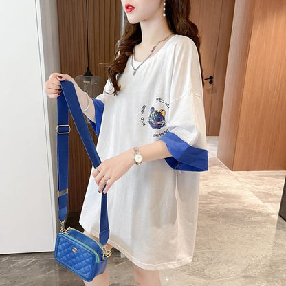 韓国系   ラウンドネック Tシャツ 三色 ゆったり半袖＜F-3011＞