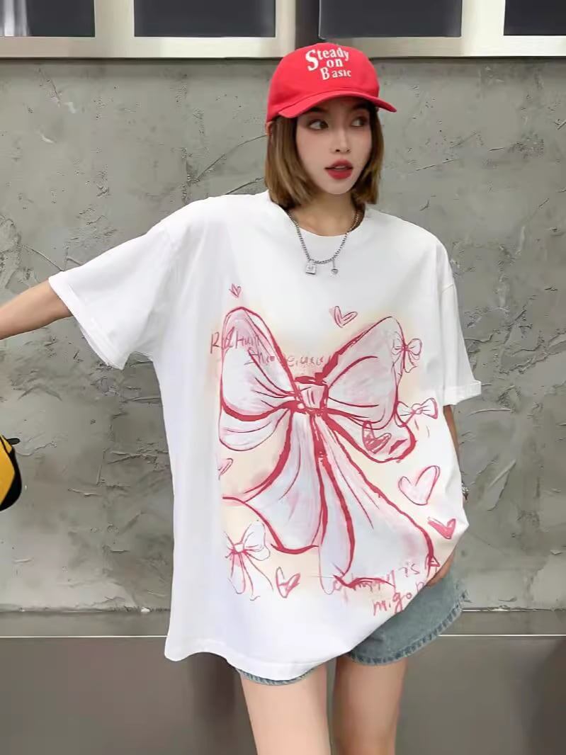 個性的なデザイン プリント ラウンドネック 半袖 Tシャツ カットソー＜F-8273＞