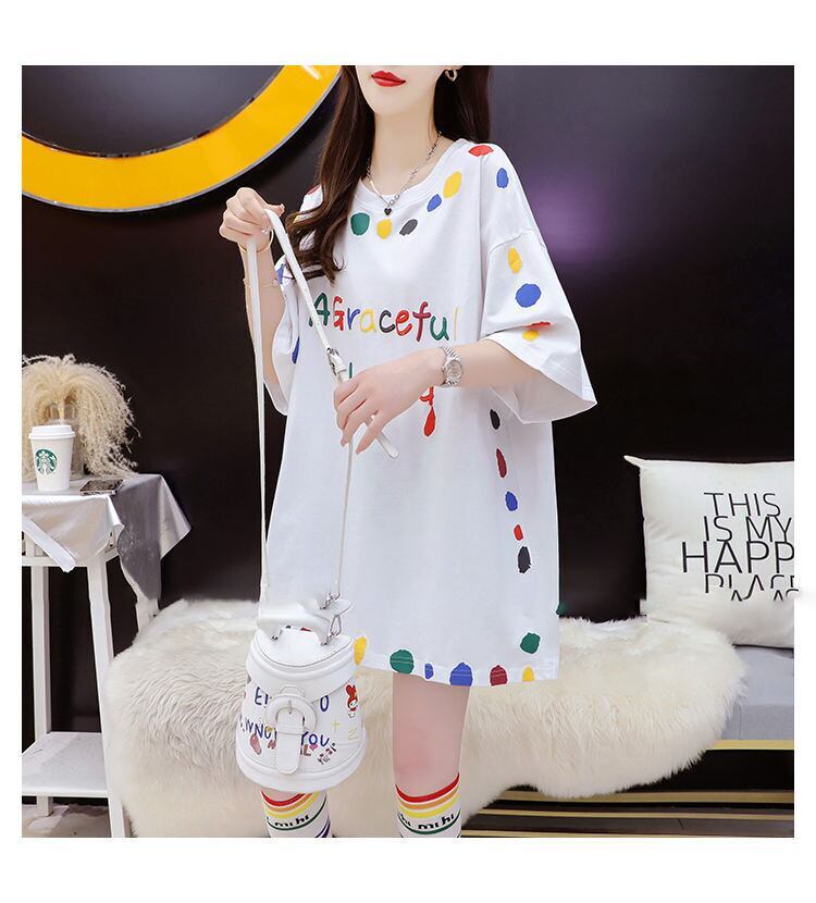 売り切れ必至 プリント ファッション 切り替え 全2色 半袖Tシャツ＜F-8623＞