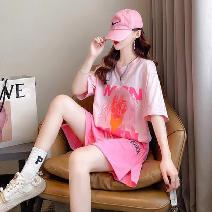 好感度UP カジュアル ファッション 上質 Ｔシャツⅹパンツセット<F-8456>