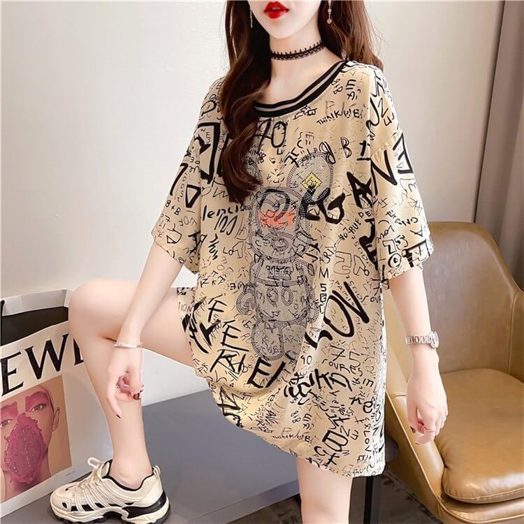 着?せ 立体のリボン バックオープン ロング Tシャツ ゆったり半袖 ＜F-2920＞