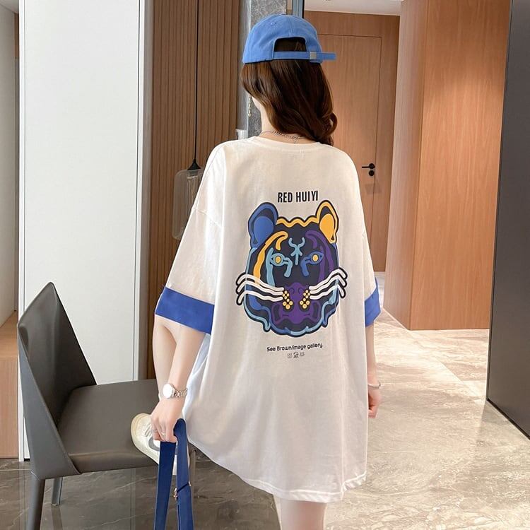 韓国系   ラウンドネック Tシャツ 三色 ゆったり半袖＜F-3011＞