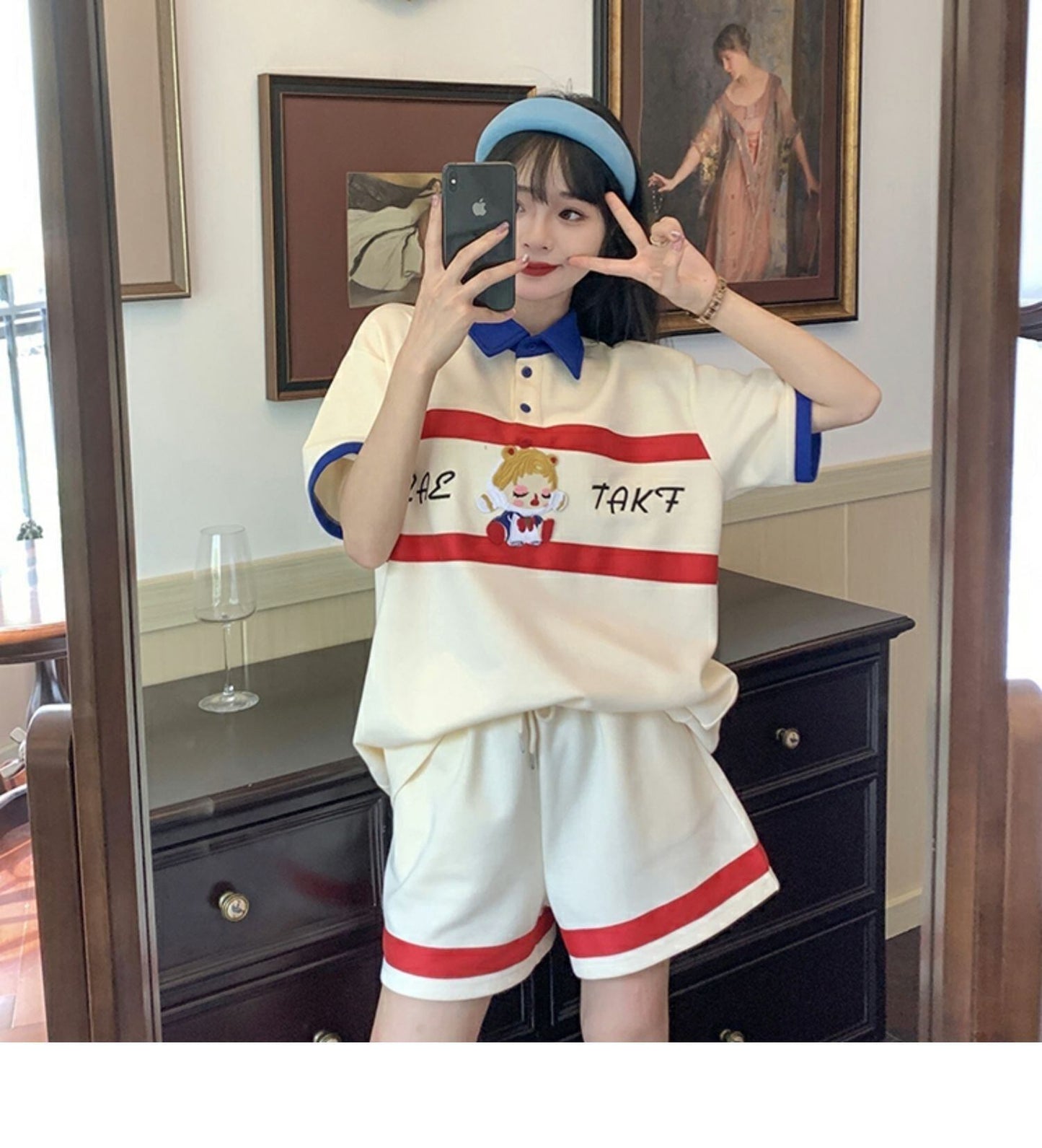 数量限定 プリント切り替え カジュアル 半袖Ｔシャツⅹパンツセット全2色 <F-8665>