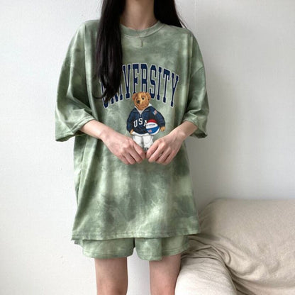 夏に嬉しい機能付き 全5色 軽くて涼しくて可愛い！ 半袖 Tシャツ ショートパンツ セットアップ ＜F-9269＞