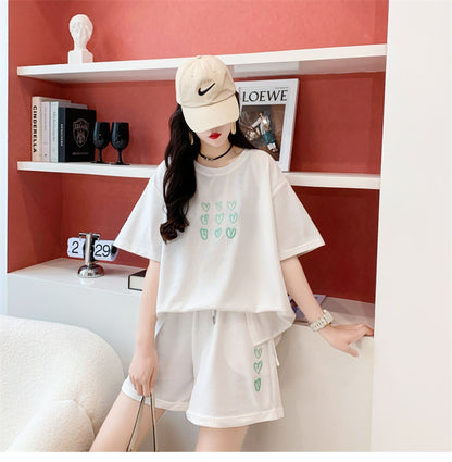 売り切れ必至 カジュアル 上質 ルーズ 半袖Ｔシャツⅹパンツセット全3色 <F-8234>