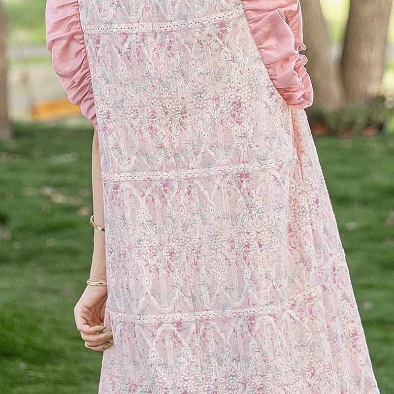 美品 トリーバーチ シルク レース 切り替え 総柄 ピンク ワンピース ドレス 大人可愛い 小花総柄 レース 切り替え ワンピース F-50026 – MILUNI