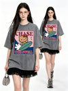 体型カバー カジュアル プリント Tシャツ F-13449