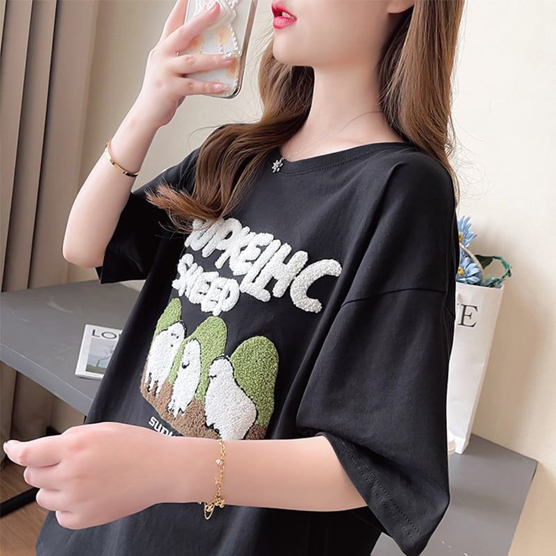 合わせやすい   チャーミング Tシャツ カットソー＜F-3480＞