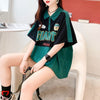 ファッションカジュアルネットレッドルーズポロカラー半袖Tシャツ<F-2856>