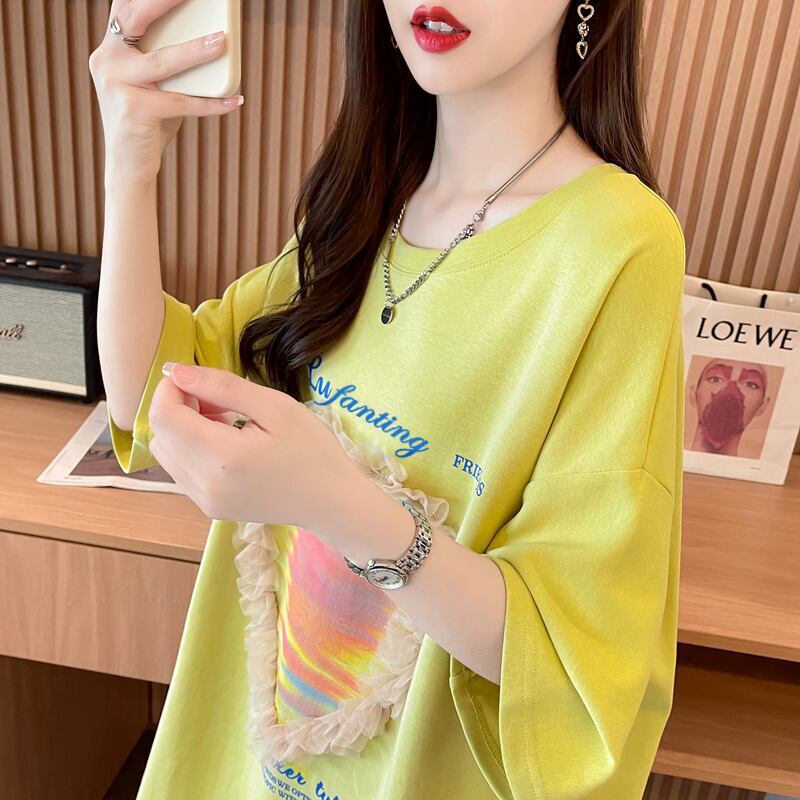 絶対欲しい プリント ロゴ ゆったり 3色半袖Tシャツ＜F-8315＞