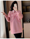 好感度UP レイヤード風 柔らかくて優しい印象 切り替え プラスベルベット 全3色 スウェット＜F-9809＞