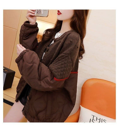韓国系切り替えニットカーディガン三色ありトップス＜F-4217＞