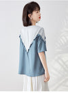 【半額！期間限定！！】 ファッション 定番シンプル 上質 シフォン 半袖<F-6595>