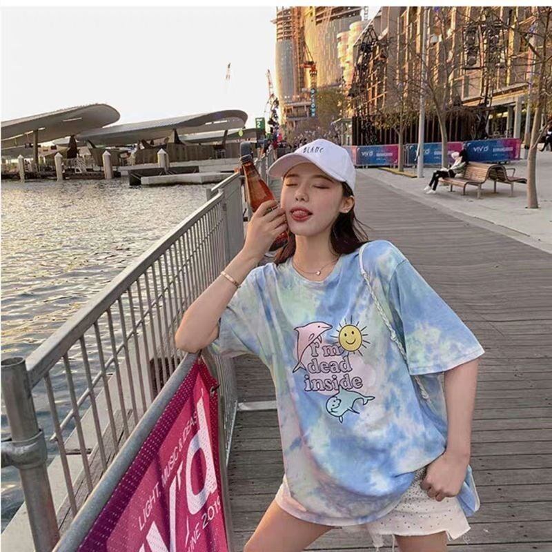絶対欲しい キュート 話題沸騰中 絞り染め プリント 全2色 半袖TシャツF-8759