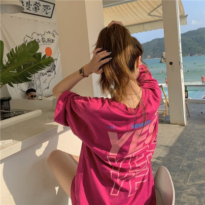 着心地良い   アルファベット Tシャツ ゆったり半袖 ＜F-2851＞
