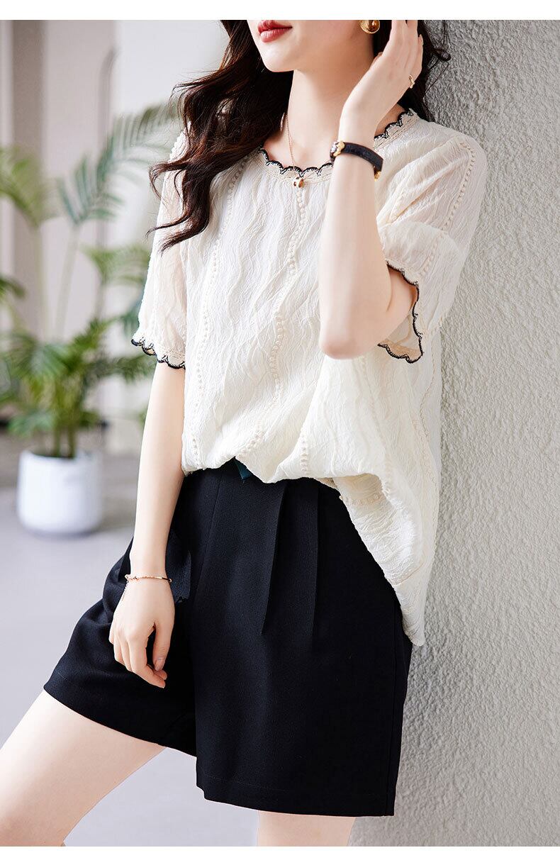 話題沸騰中 美人度アップ 上質 半袖Ｔシャツ<F-8367>