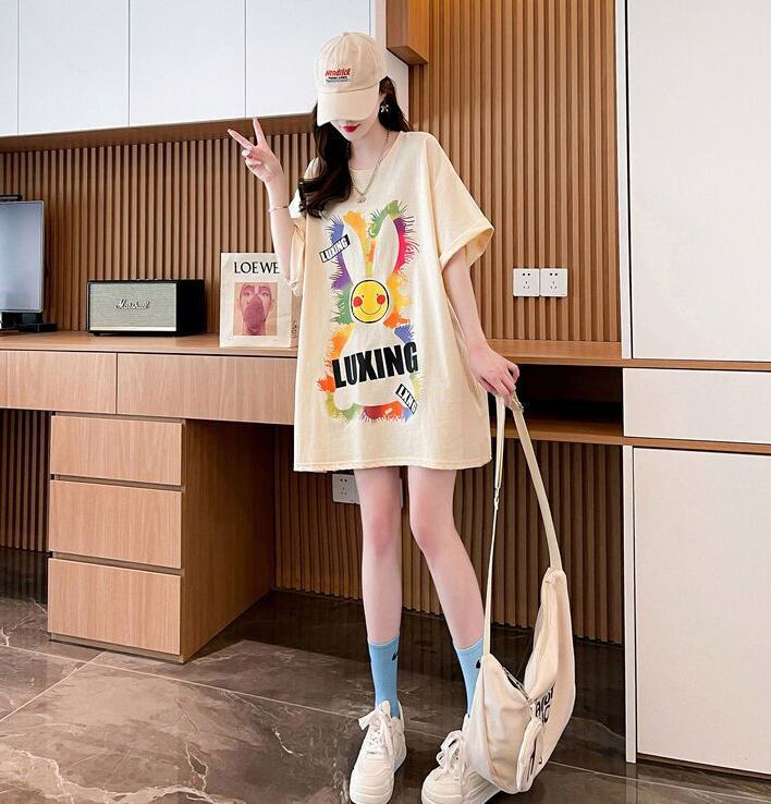 着回し力抜群 キュート カジュアル プリント 半袖Ｔシャツ全2色 <F-8550>