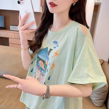売れ筋 早い者勝ち 絶対流行 カジュアル 2色選択 Tシャツ<F-11444>