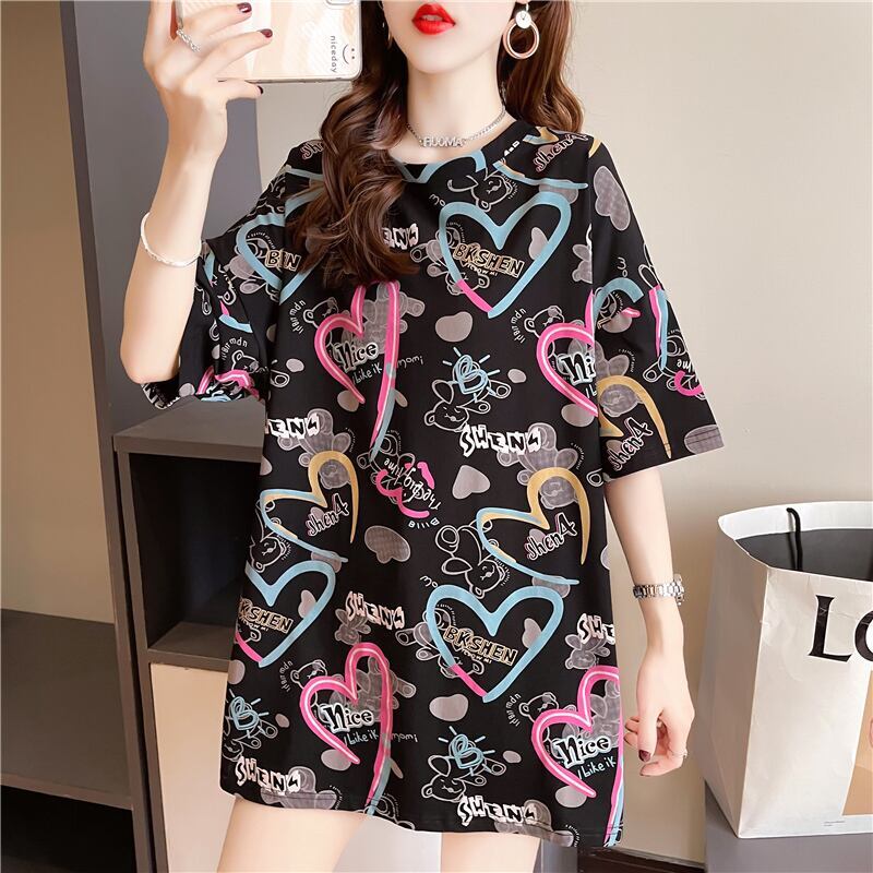 新商品 カジュアル 個性派 プリント ゆったり 半袖Tシャツ＜F-8534＞