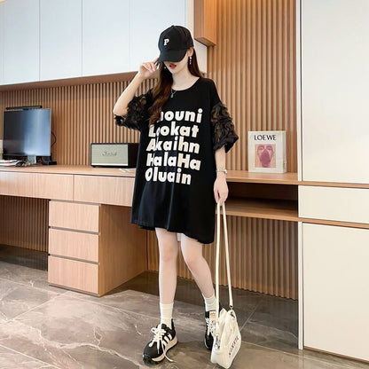 ファッション 切り替え 個性派 プリント 3色選択 半袖Tシャツ＜F-8548＞
