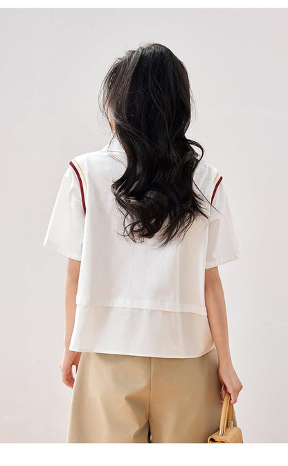 話題沸騰中 一目惚れ 個性的なデザイン レイヤード風 Tシャツ カットソー＜F-8331＞