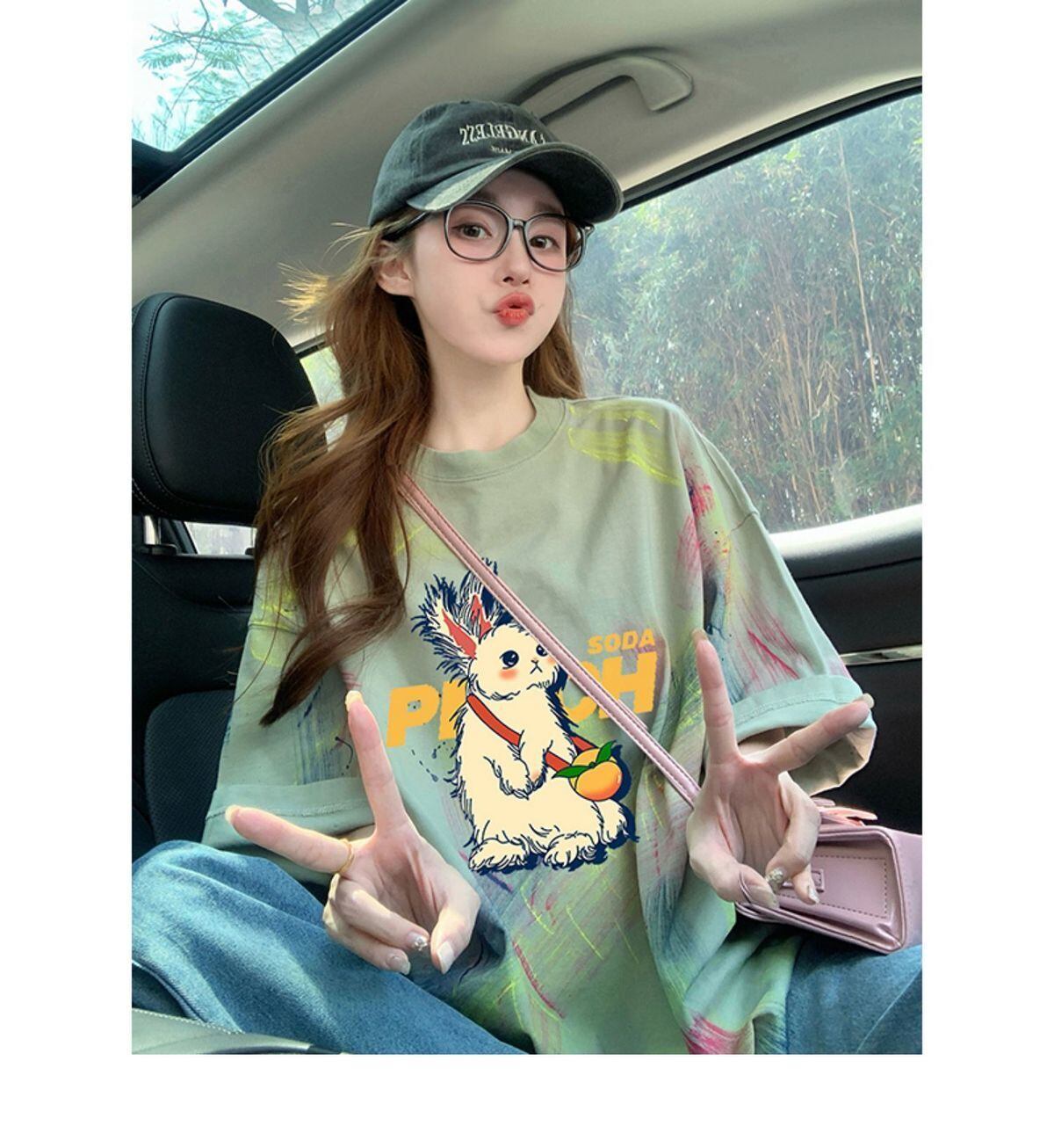 絶対流行 特別デザイン アバンギャルド プリント 半袖Tシャツ＜F-8598＞