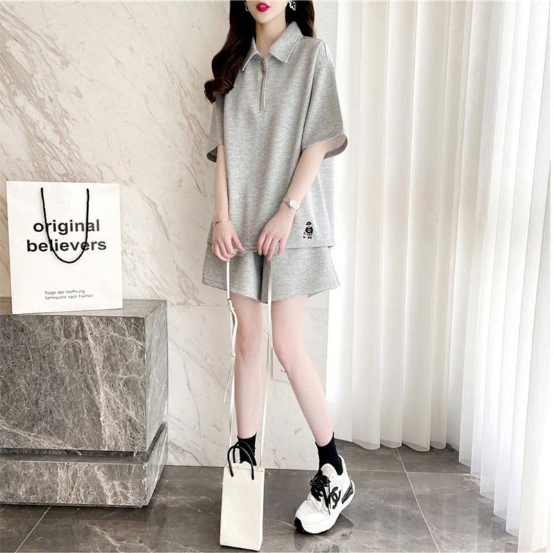 ファッション 切り替え ゆったり感アップ Tシャツ＋ショートパンツ セットアップ＜F-3616＞
