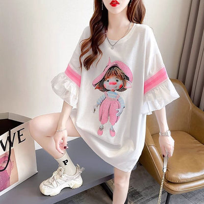 新商品 切り替え キュート ゆったり 全2色 半袖Tシャツ＜F-8349＞