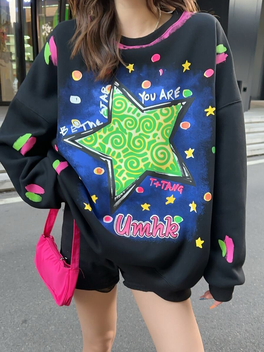流行新作 美人度アップ 目を奪われる ファッション ダブルプリント 4色選択 パーカーF-9905