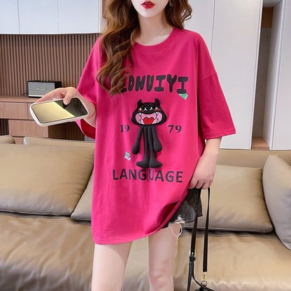 今季マストバイ ファッション 新商品 プリント ゆったり 全4色 半袖 Tシャツ＜F-11365＞