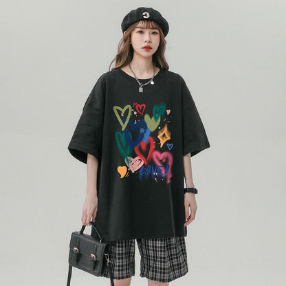 売り切れ必至 プリント ファッション 4色選択 半袖Tシャツ＜F-8594＞