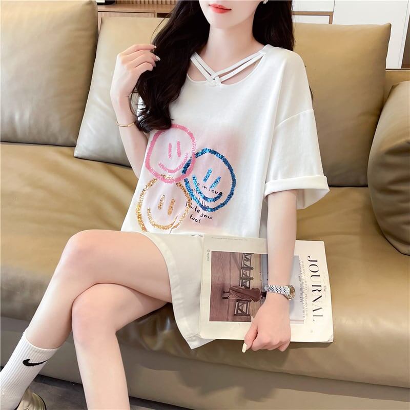 今季マストバイ スウィート 特別デザイン プリント 全2色 半袖Tシャツ<F-8538>