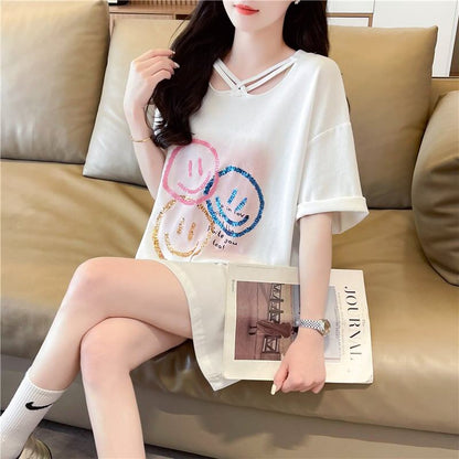 今季マストバイ スウィート 特別デザイン プリント 全2色 半袖Tシャツ<F-8538>