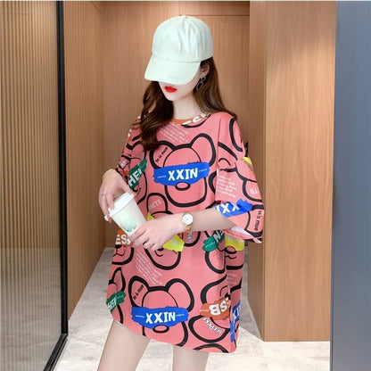 オシャレ度満点 プリント カジュアル Tシャツ カットソー＜F-3344＞