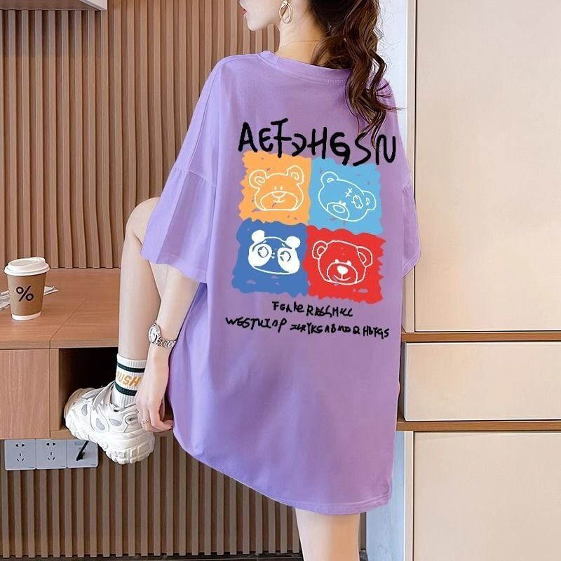 大活躍 プリント カジュアル 5色選択 半袖Tシャツ＜F-8584＞