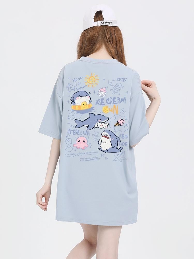 売り切れ必至 4色選択 ポップなプリントが夏に映えるプリント 半袖Tシャツ＜F-9327＞