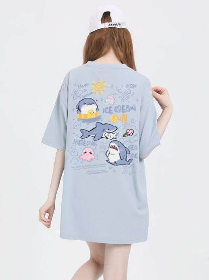売り切れ必至 4色選択 ポップなプリントが夏に映えるプリント 半袖Tシャツ＜F-9327＞
