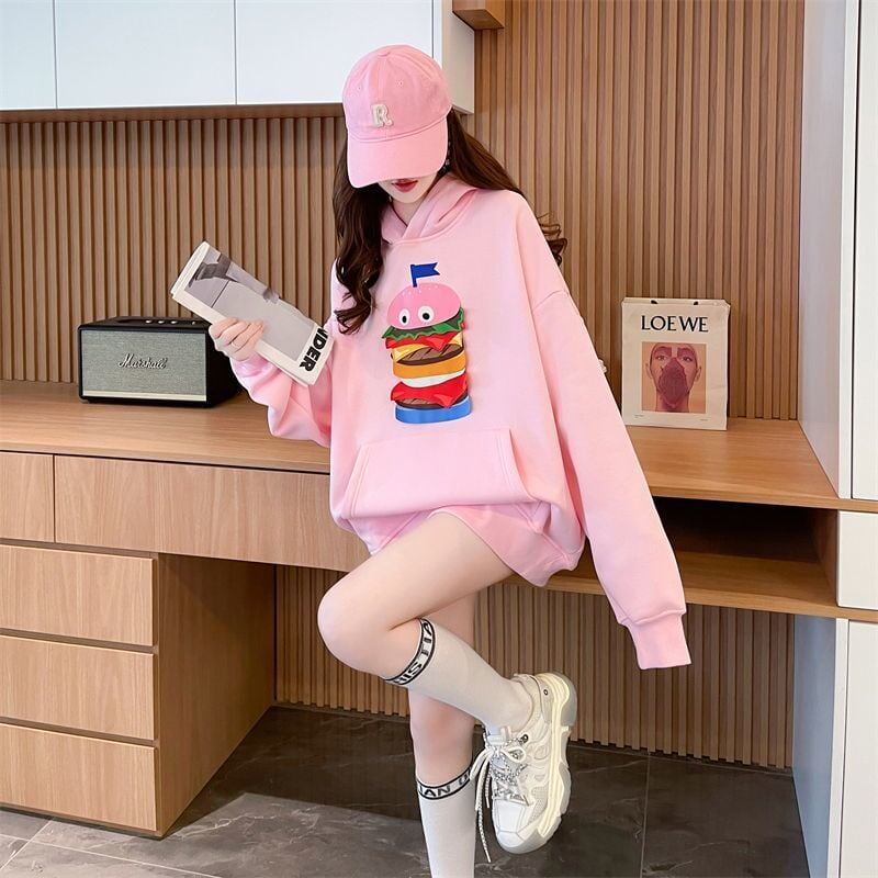 新商品 カジュアル トレンドのロゴデザインをプリントした 快適トップス 3色選択 切り替え プリント パーカーF-9965